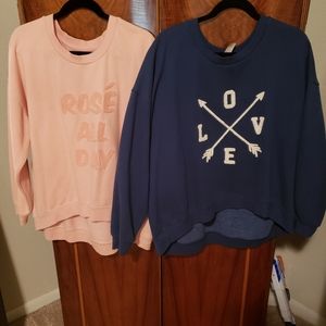 GREENTEA- High low crop sweatshirts with sayings